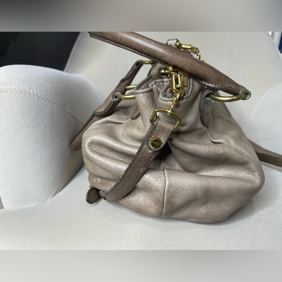 J. CREW Large Tan Pebbled Leather Turnlock Tote Shoulder Bag Purse - Picture 4 of 12